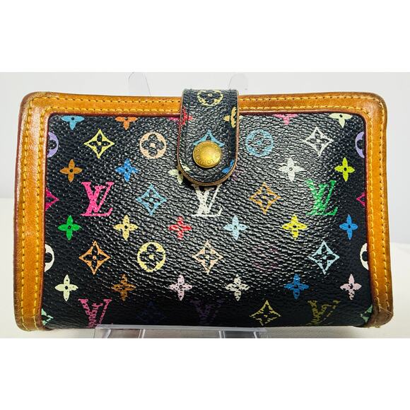 Louis Vuitton Multicolor Monogram Wallet Black Ltd Edition Takashi Murakami COA - Picture 1 of 8